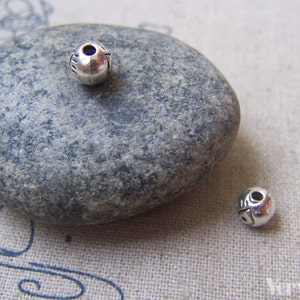 Round Eye Ball Beads Antique Silver Finish 6mm Set of 50 A4894