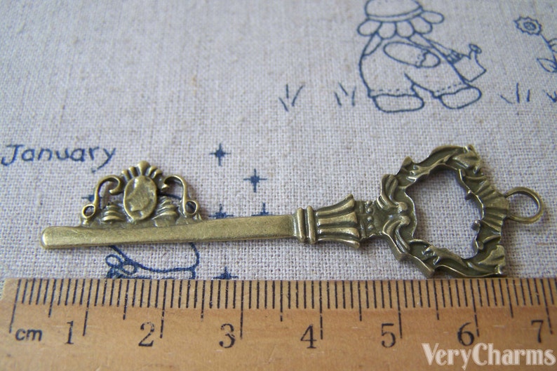 Filigree Key 5 Pcs of Antique Bronze Huge Filigree Key Pendant 22x73mm A564 - Etsy