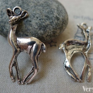 10 pcs of Antique Silver Deer Pendants Charms 17x33mm A5910