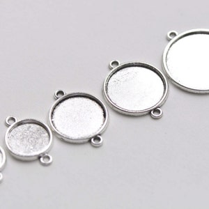 Conector de base de camafeo redondo de plata antigua a juego con cabujón de 8 mm, 10 mm, 12 mm, 14 mm, 16 mm, 18 mm, 20 mm, 25 mm y 30 mm