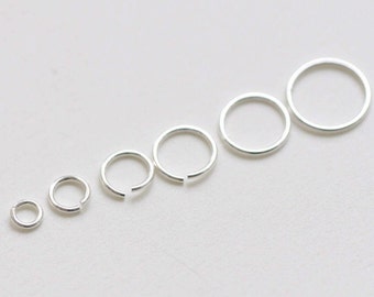 20 unids pulido 925 plata sólida de ley abierto anillos de salto hallazgos 3mm/4mm/5mm/6mm/7mm/8mm 23G/25G/27G