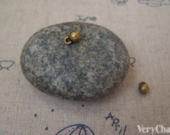 50 pcs of Antique Bronze Solid Round Ball Charms 4x6.5mm A5140