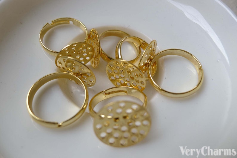 Ring Blank Shank Base Anti Tarnish 16K Gold Adjustable Ring Etsy