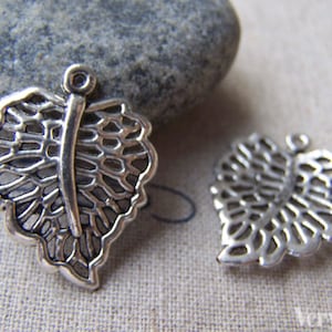 SALE Antique Silver Filigree Leaf Charms  18x21mm Set of 20 pcs A995