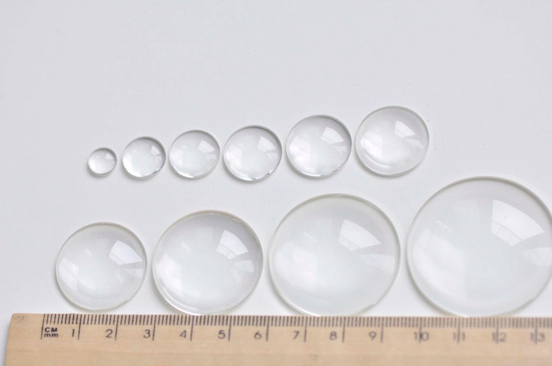 Cabochon rotondi bassi con retro piatto in vetro cristallo 4mm/6mm/8mm/10mm/12mm/14mm/15mm/16mm/18mm/20mm/25mm/30mm/40mm/50mm/58mm/60mm immagine 2