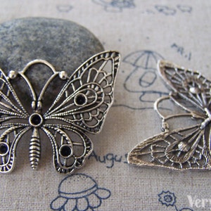 5 pcs Antique Silver Pewter Filigree Butterfly Pendant 35x48mm A2311