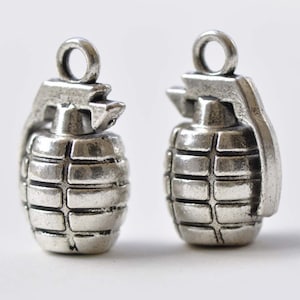10 pcs Antique Silver Grenade Charms Pendants 23mm  A8792