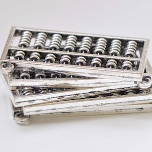 Chinese Abacus Charm Pendants Antique Silver Finish Set of 6 A8440
