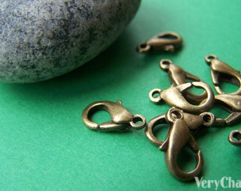 Lobster Clasp Antiqued Bronze Parrot Clasps 12mm Set of 50 pcs A3445