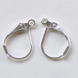 Silver Leverback Earwire Earring Findings 10x14mm Set of 40 pcs A8804