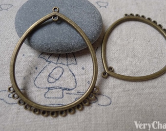 10 Stück antike Bronze Kronleuchter Ohrring Tropfen Anhänger Charms 36x46mm A7104
