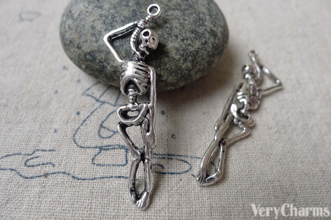 20 Pcs of Antique Silver Skeleton Charms 12x42mm A6808 - Etsy