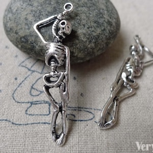 20 pcs of Antique Silver Skeleton Charms 12x42mm A6808