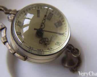 Orb Pocket Watch Antique Bronze Glass Bubble 25mm Set of A4616