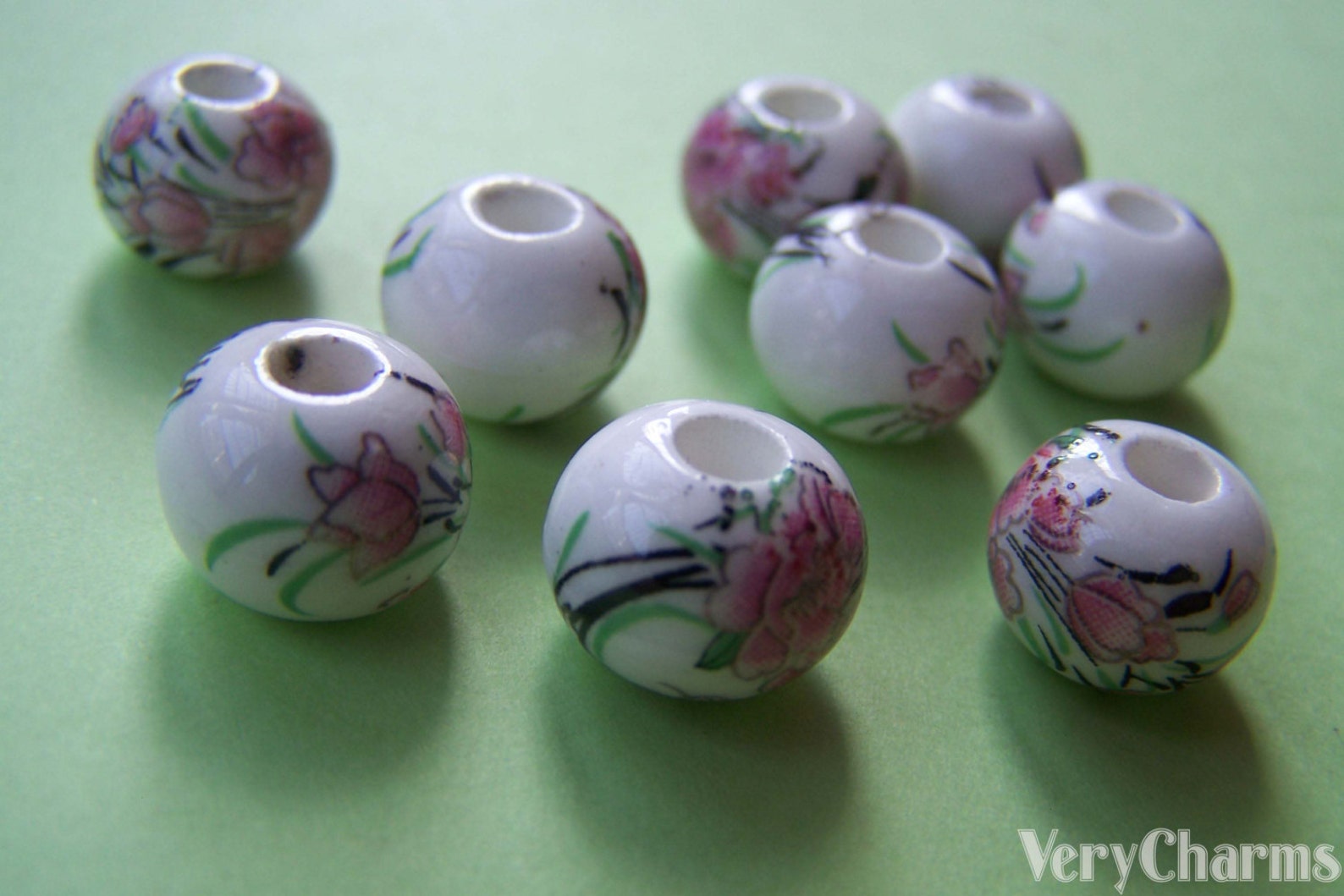 10 Pcs of Hand Painted Flower Ceramic Rondelle Beads 9x12mm A1882 - Etsy