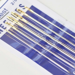 One Set of 6 Pcs Sewing Needles Gold Plated Tail Knitting - Etsy