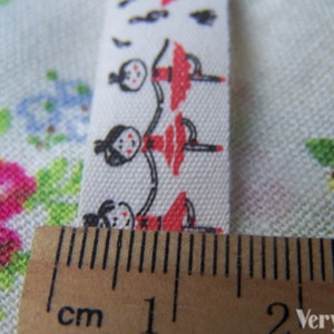 5.46 Yards 5 meters Lovely Ballet Girl Print Cotton Ribbon Label String A2570 image 4