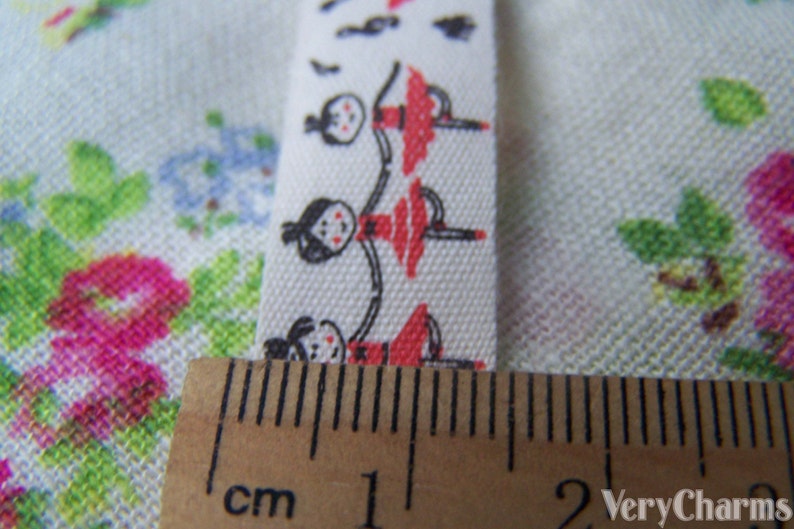 5.46 Yards 5 meters Lovely Ballet Girl Print Cotton Ribbon Label String A2570 image 4