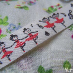 5.46 Yards 5 meters Lovely Ballet Girl Print Cotton Ribbon Label String A2570 image 2
