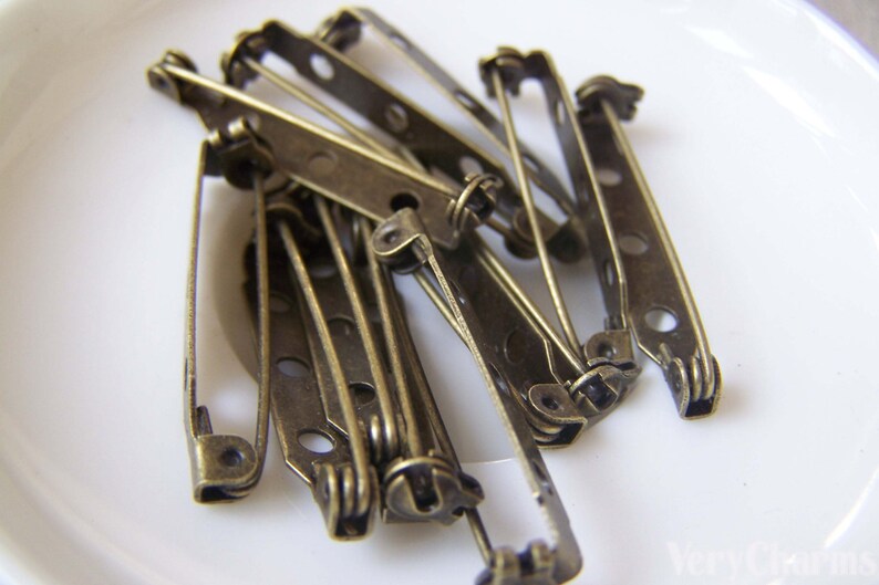 Antique Bronze Long Brooch Pin Back With Roll Safety Clasp Etsy