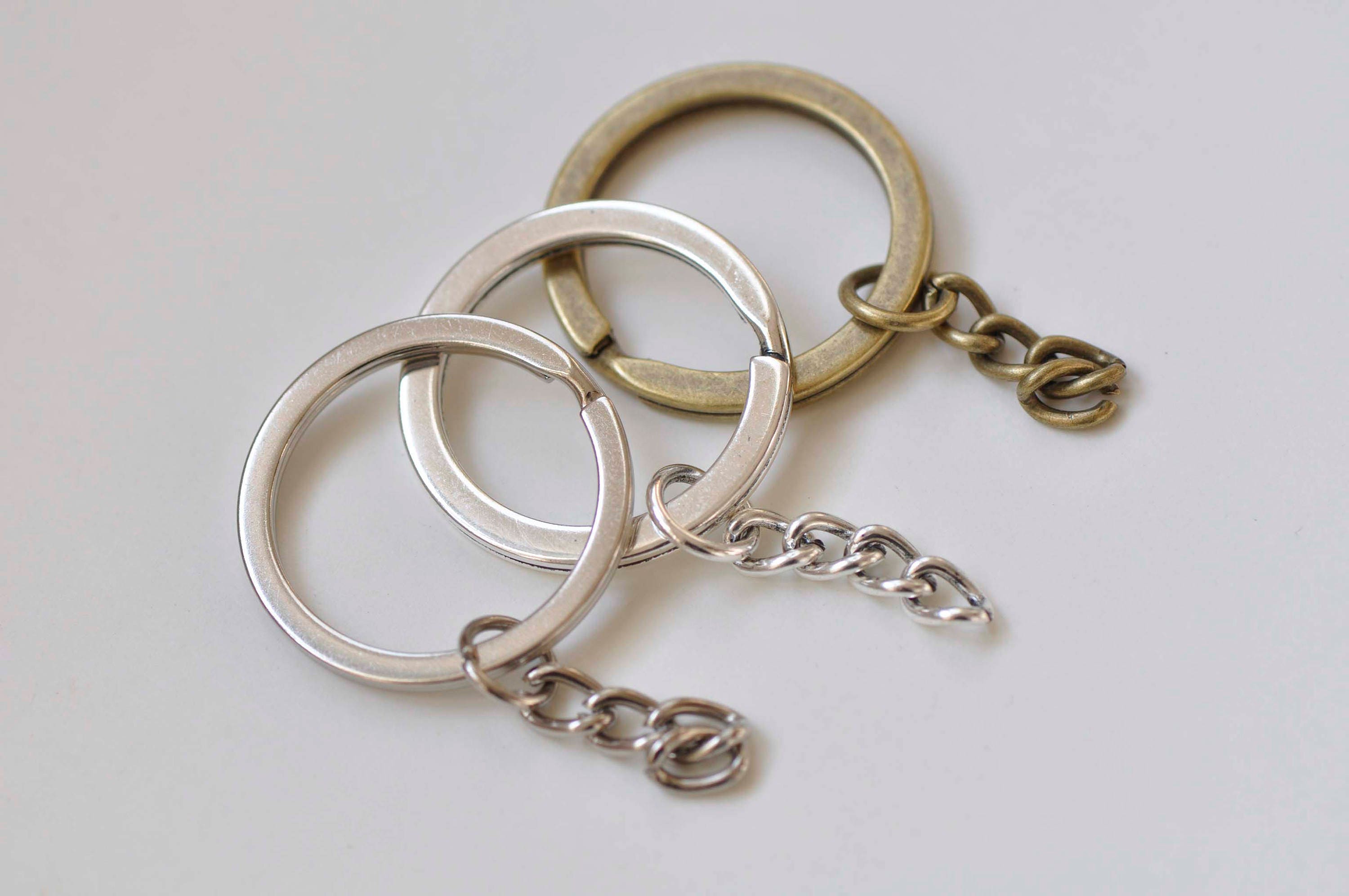 10 Pcs Simple Keychain Fob Key Ring With Short Extension Chain
