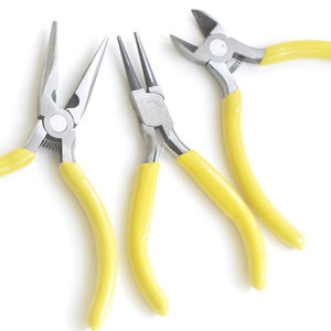 Round Flat Nose Wire-Cutter Jewelry Pliers Yellow Handle Tool for Wire Working