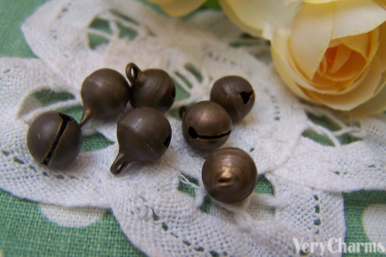 50 pcs Antique Bronze Jingle Bells Charms 8mm A3853 image 5