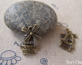 20 pcs Antique Bronze Windmill Charms Pendants 13x20mm A5229