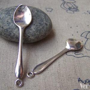 10 pcs of Antique Silver Spoon Cutlery Pendants Charms 11x54mm A861