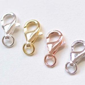 4 pcs 925 Sterling Silver Parrot Lobster Clasps 8mm With Soldered Jump Ring Silver/Platinum/Gold/Rose Gold