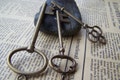 One Set of 3 Antique Bronze Vintage Skeleton Key Pendants Charms A8346