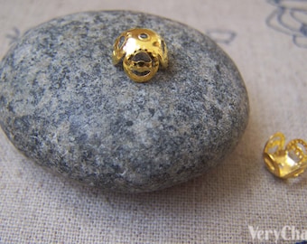 100 pcs of Gold Tone Filigree Iron Bead Caps 8mm A2268