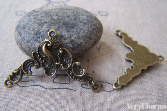 Vintageparts Set Di 10 Connettori Per Gioielli In Bronzo Anticato - 16,5 Mm, Foro 1,8 Mm - 4