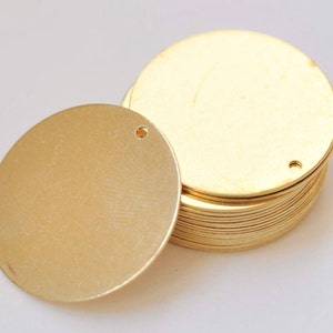 20 pcs Raw Brass Flat Round Blank Disc Thick Charms 1 pouce 25mm A2353