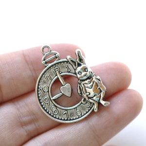 Antique Silver Rabbit Clock Charms 25x31mm Set of 10 A8326 - Etsy