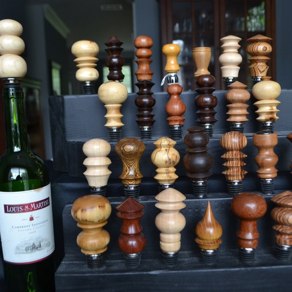 Large Wine Stoppers - Hand Turned - Exotic Woods - Stainless Steel + food grade gasket stopper - 6" overall length