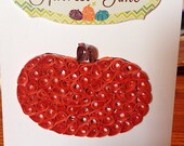 Fall card, quilling card, quilling pumpkin, pumpkin card, handmade card, blank card, card with envelope, quilling, thanksgiving card