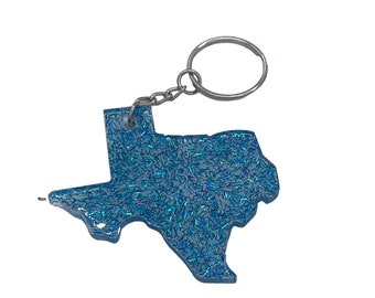 Texas shaped keychain, Sparkly keychain, Holographic Glitter Keychain, Texas Gift, New Driver Gift