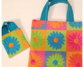 Girl and doll tote, 18 inch doll tote, mommy and me tote, handmade tote, flower tote,