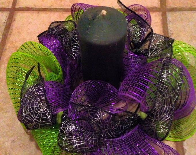 Candle Holder Centerpiece. Deco Mesh Halloween Candle Holder Etsy