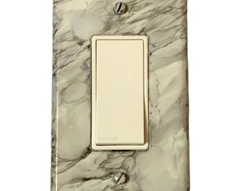 Rocker Switchplate, Light Switch Cover, Gray Decor, Unique Switchplate,
