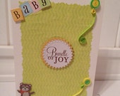 Baby card, handmade card, quilling card, baby announcement, baby shower, quilling, quilling art, new baby card, card with envelope,