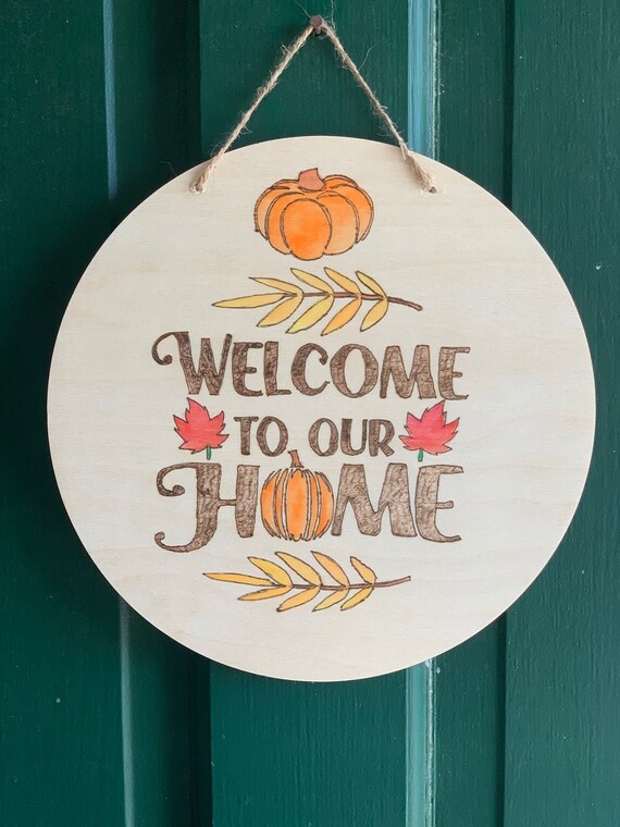 Fall Door Hanger Wooden Fall Sign Pyrography Art Decor Home Etsy