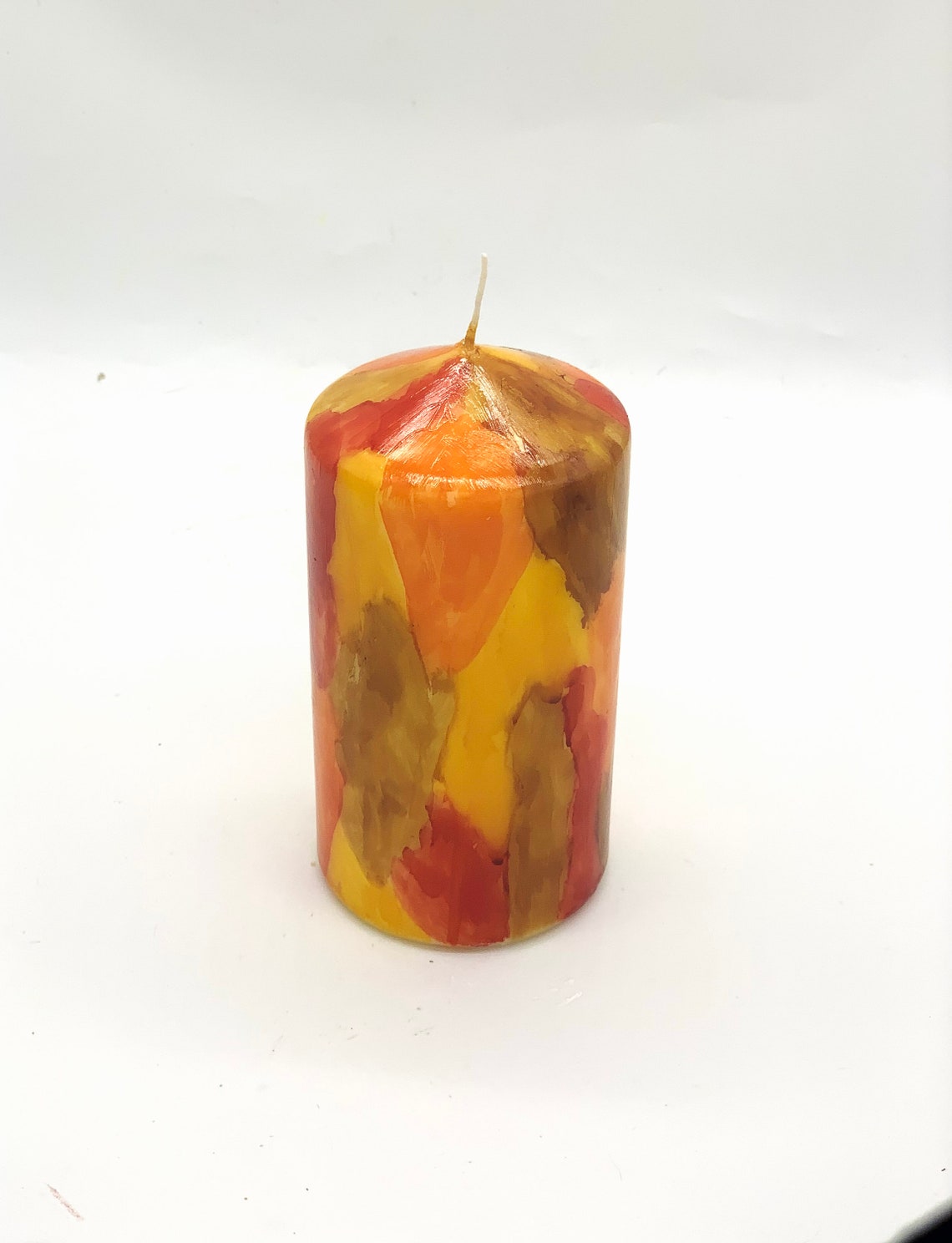 Pillar Candle Multi Colored Candle Earth Tone Home Decor Etsy