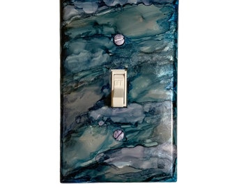 Single Light Switch Cover, Switchplate, Wall Plate, Apartment Decor, Blue Home Decor