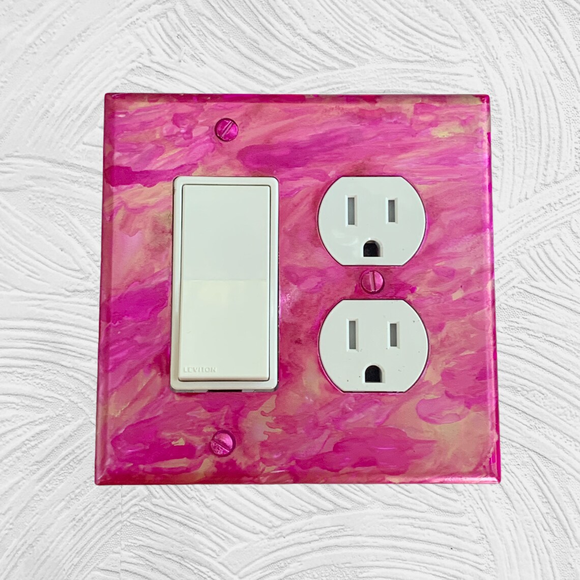 Rocker Type Switchplate Double Plug Outlet Cover Pink Wall Etsy