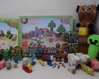 Huge Minecraft Mini Figures and Stuffed Animal Mixed Lot Mattel