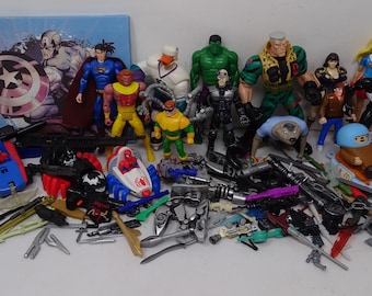 Superheroes Action Figure and Accessory Lot Spiderman Hulk X Men