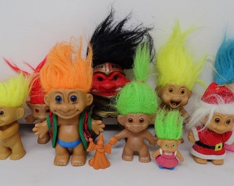Vintage Troll lot 80s toys Rare Squirt Trolls 1991 T.N.T. Water Squirting Dam Things