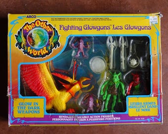 Arco The Other Worlds Fighting Glowgons Box Set 80s Toys Rare Bendy Retro Action Figures Castle Zendu Vintage Playset
